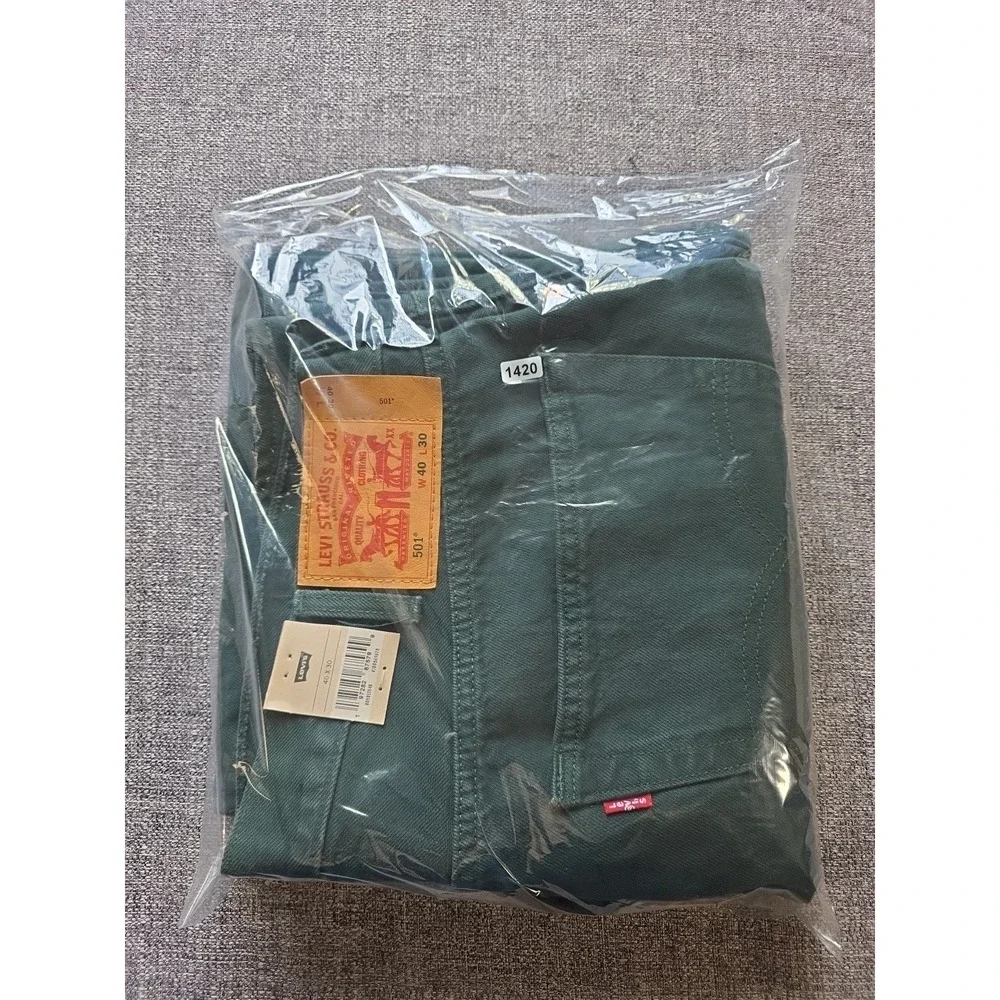 Levis 501 Original Fit Jeans Green 40x30 Straight Leg Button Fly Mens NWT